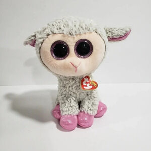 TY Beanie Boos-Dixie the Easter  Lamb,Gray/Pink Big Eyes,Plush.